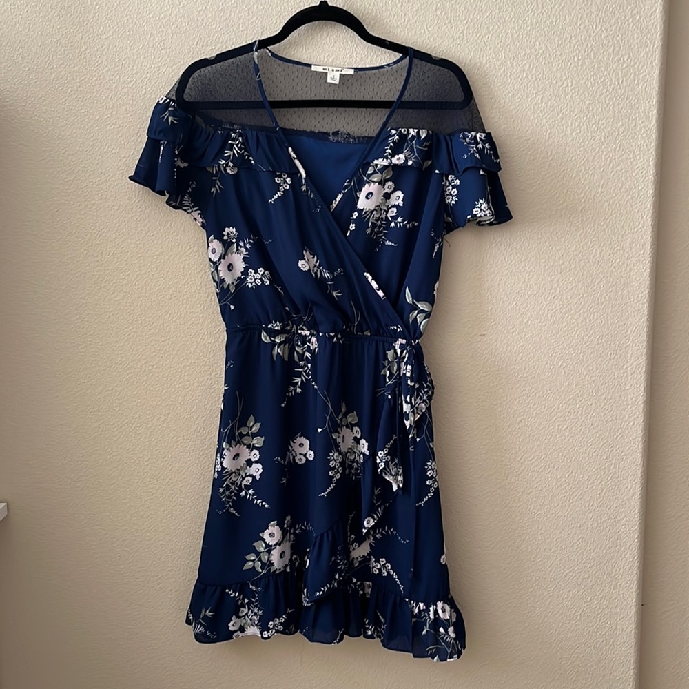 Miami dress: Floral, summery faux wrap-around ruffle dress